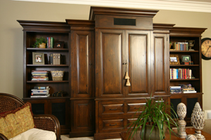 Millwork  Custom Molding   Standard and custom designs  Variety of wood species available  Finger joint pine to solid hardwood  Design consultation  Click here to download a profile catalog (.pdf)  Free estimates      See our gallery for more photos of our millwork!  Louvered Vents  Cold air returns  Custom sizes available  Available in any wood species      Entertainment Centers  Custom designs  Custom woods      Closet Organizers  A variety of colors to choose from  Melimine or wood veneer